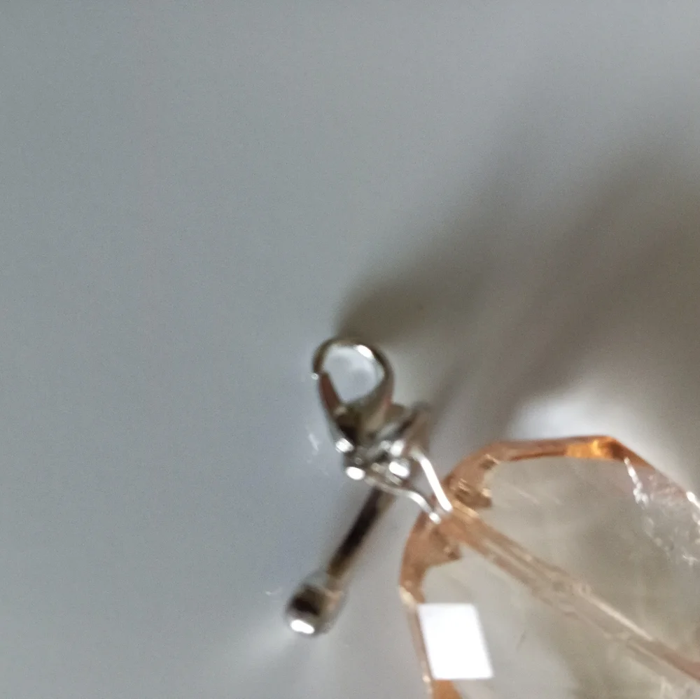 New Silver plated Crystal Dog Collar Charm dog bone hand crafted peach